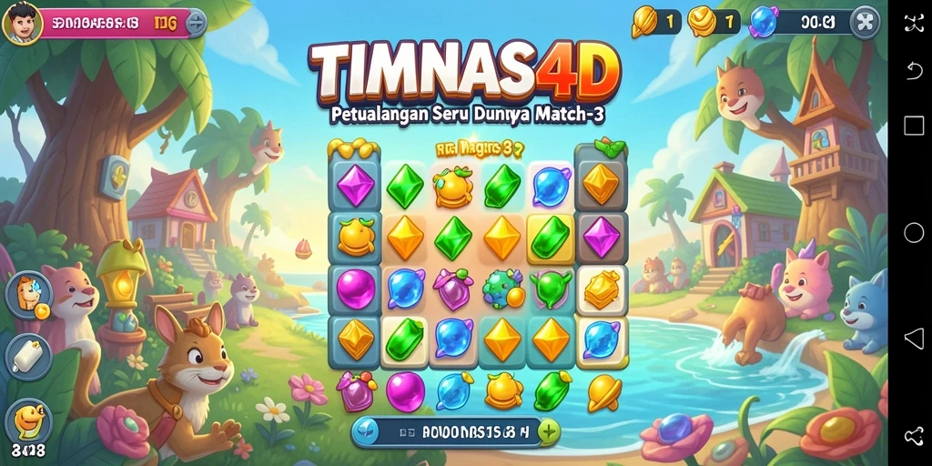 Tangkapan layar TIMNAS4D menampilkan gameplay seru dari tantangan Match-3.